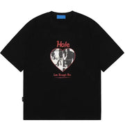 Men Hip Hop Streetwear T-Shirt Heart Graphic Letter Printed