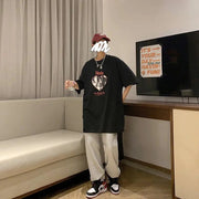 Men Hip Hop Streetwear T-Shirt Heart Graphic Letter Printed